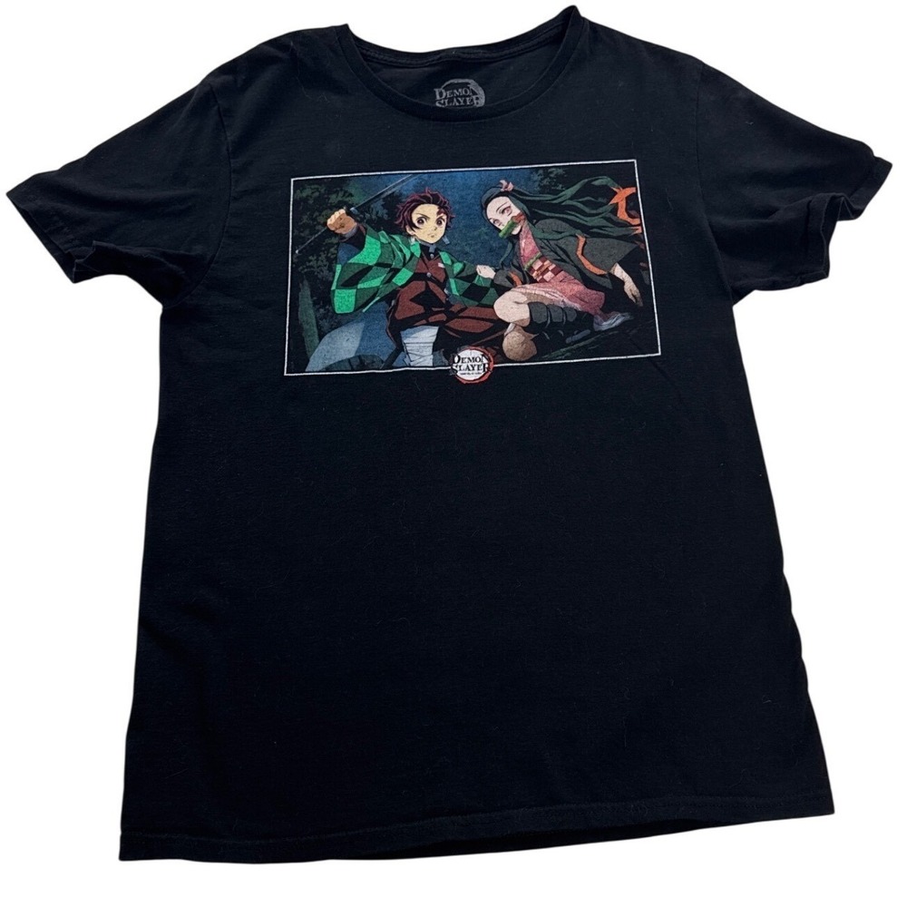 Demon Slayer T-Shirt‎ Unisex Medium Black Excellent Tanjiro Nezuko Anime Graphic